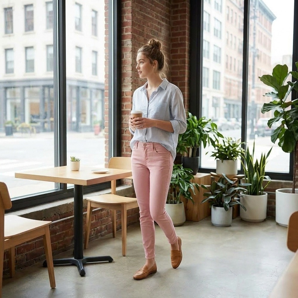 Seven7 Starlette Crop Pink Jeans Women Size 6 Slim Cropped Pant Contrast Stitch